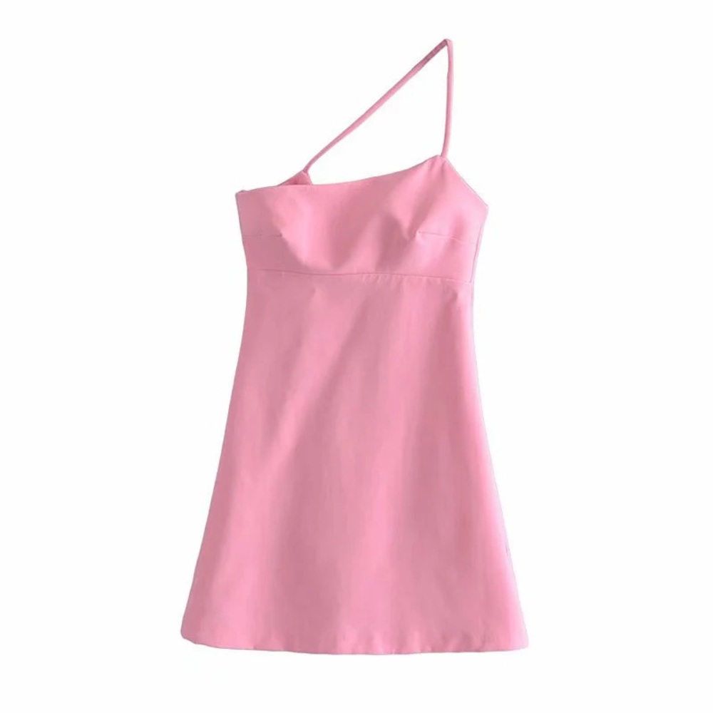 Pink Asymetrical Mini Dress